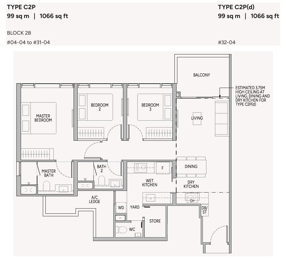 3-Bedroom Premium, Type C2P / C2P(d)