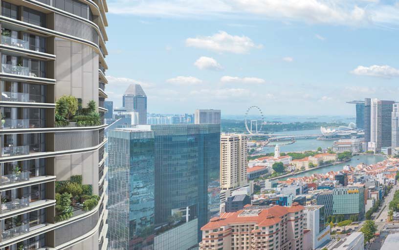 Views of the city and Marina Bay